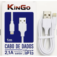 Cabo de Carregamento e Dados USB  Lightning KinGo 1m Branco 2.1A