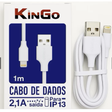 Cabo de Carregamento e Dados USB  Lightning KinGo 1m Branco 2.1A