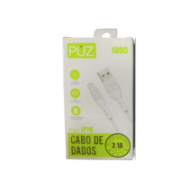 Cabo de Carregamento e Dados USB Lightning PUZ 1m Branco 2.1A