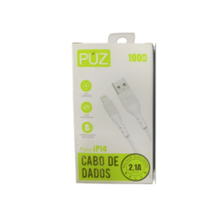 Cabo de Carregamento e Dados USB Lightning PUZ 1m Branco 2.1A