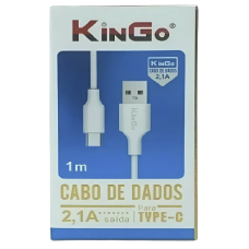 Cabo de Carregamento e Dados USB Tipo C KinGo 1m Branco 2.1A