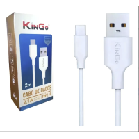 Cabo de Carregamento e Dados USB Tipo C KinGo 2m Branco 2.1A