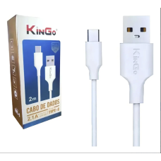 Cabo de Carregamento e Dados USB Tipo C KinGo 2m Branco 2.1A