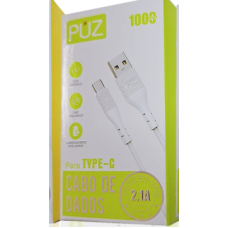 Cabo de Carregamento e Dados USB Tipo C PUZ 1m Branco 2.1A