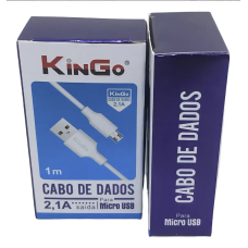 Cabo de Carregamento e Dados USB Tipo V8 KinGo 1m Branco 2.1A