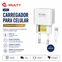 Carregador Completo Usb lightning 1.2A Kingo U101