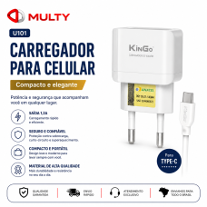 Carregador Completo USB Para Tipo C Fonte e Cabo 1.2A Kingo U101