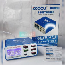 Fonte de Estação KOOCU KC-329 6 Port USB Charger Power Port PD+2 30 & 45W
