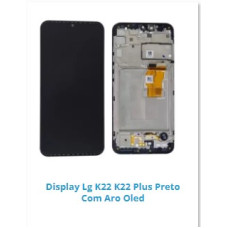 Tela Display Frontal Lg K22 K22 Plus Preto Com Aro Original Oled PW
